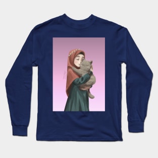 Hijab Girl and Cat Long Sleeve T-Shirt